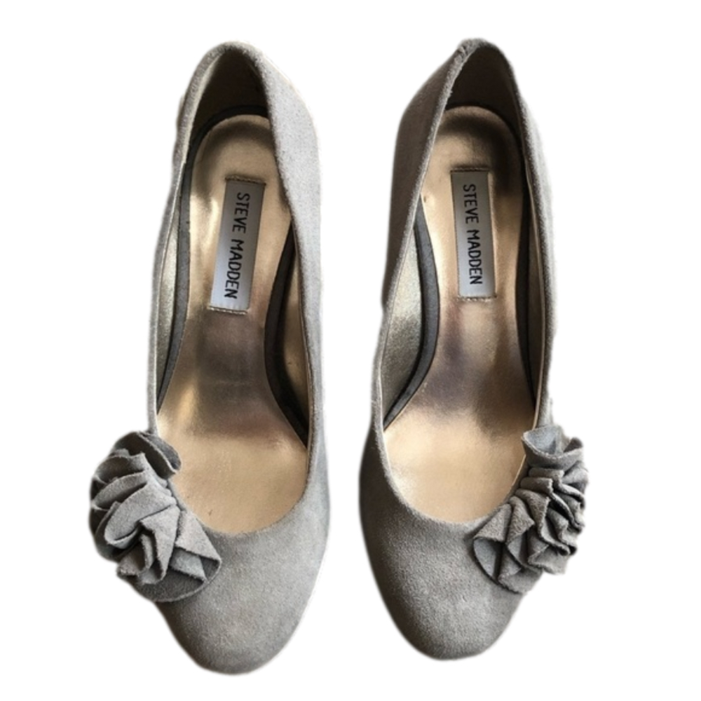 Steve Madden Preti grey suede leather heels size 6 - Picture 1 of 8